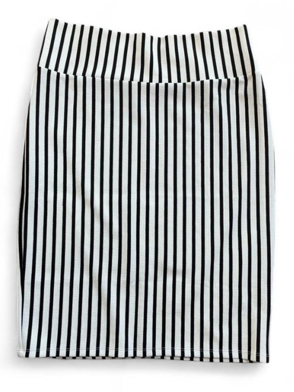 Office Siren Black and White Vertical Striped Pencil Skirt
